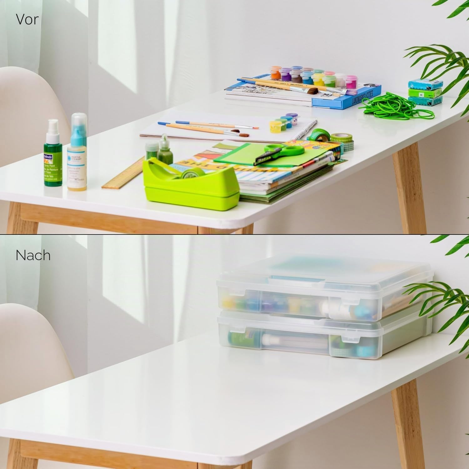 Iris Ohyama, Tragbare Aufbewahrungsbox mit Deckel flach, Schreibtisch Organizer, Transparent, 10L, 6er-Set, Dokumenten Aufbewahrung, Dokumenten Organizer, Für Dokumentenbox, BPA Frei, SBC-350