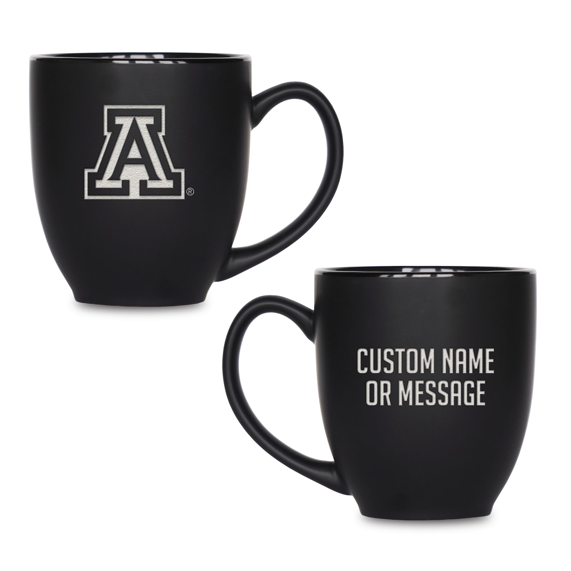 Rico Industries NCAA Primary 15-Oz Personalized Matte Black Bistro Mug - for Hot or Cold Drinks