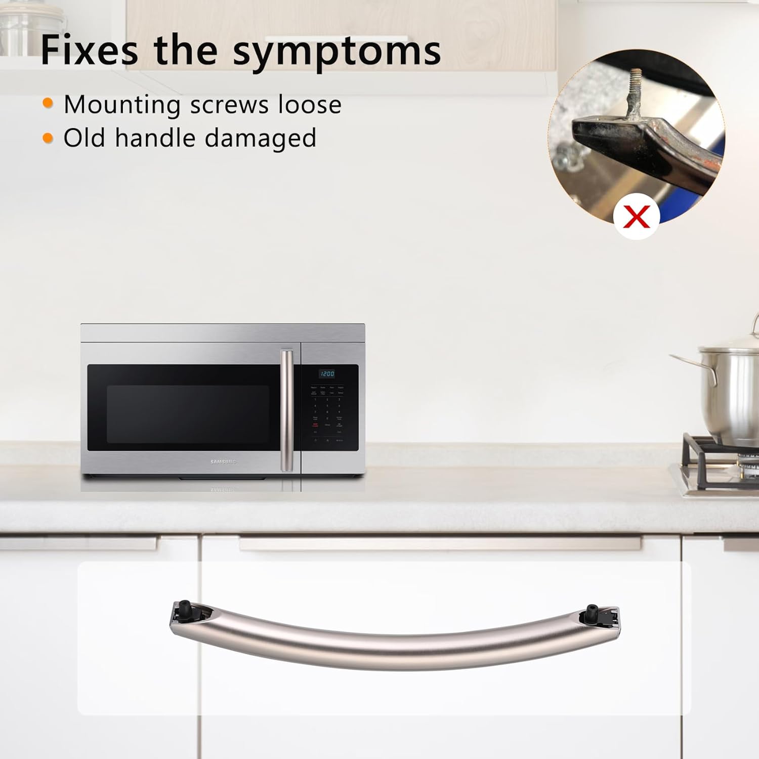 Upgraded ME16A4021AS Microwave Door Handle，DE94-04313F Compitable with sam-Sung ME16A4021AS Microwave, Especially for ME16A4021AS/AA Microwave Oven Door Handle Replacement, Alloy Material