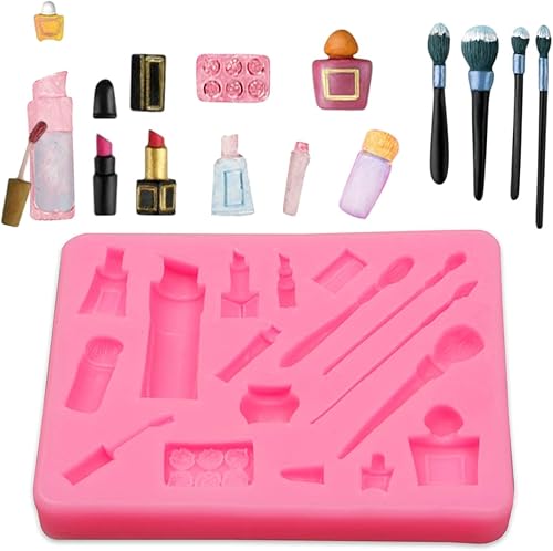 Miniatura 7 de Muyulin Moldes de silicona de chocolate de cadena larga, 3 paquetes de moldes de silicona para botellas de perfume de maquillaje para cadena dorada,