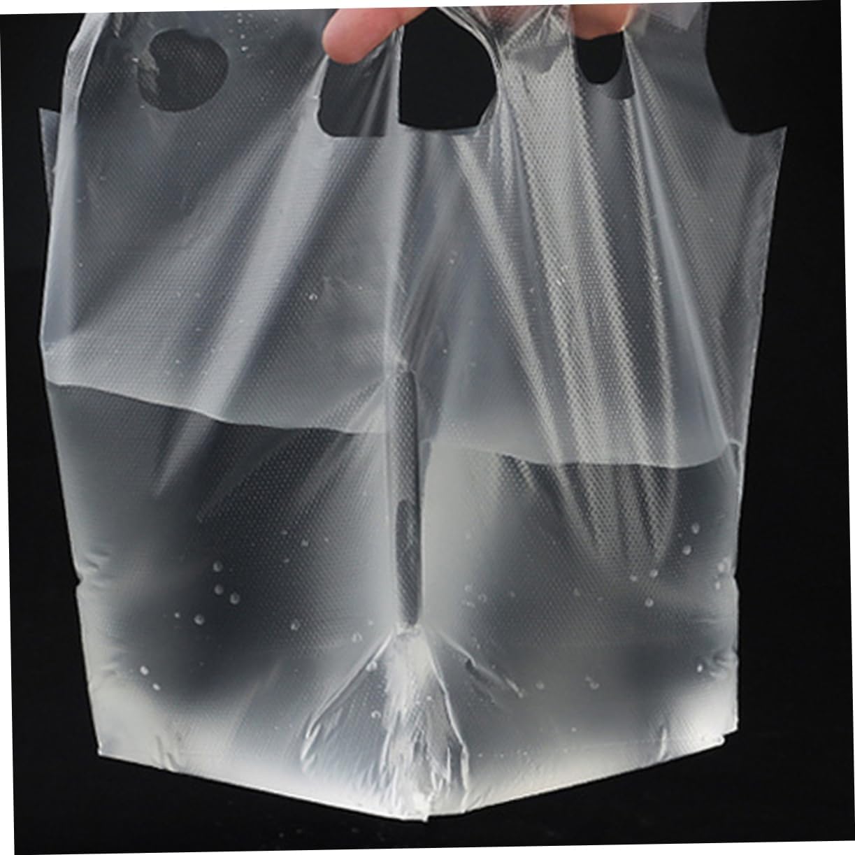 Disposable Beverage Bag with Handle 100 Pcs Hpde Portable Takeout | Double-Cup Carrier Design, 10.2x12.6 inch Size, for Home or Tea Shop Milk Beverage Service