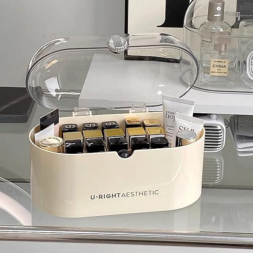 Miniatura 6 de PLOPONOM Organizador de lápiz labial para más de 20 espacios, organizador de perfume con cubierta, soporte para lápiz labial con partición