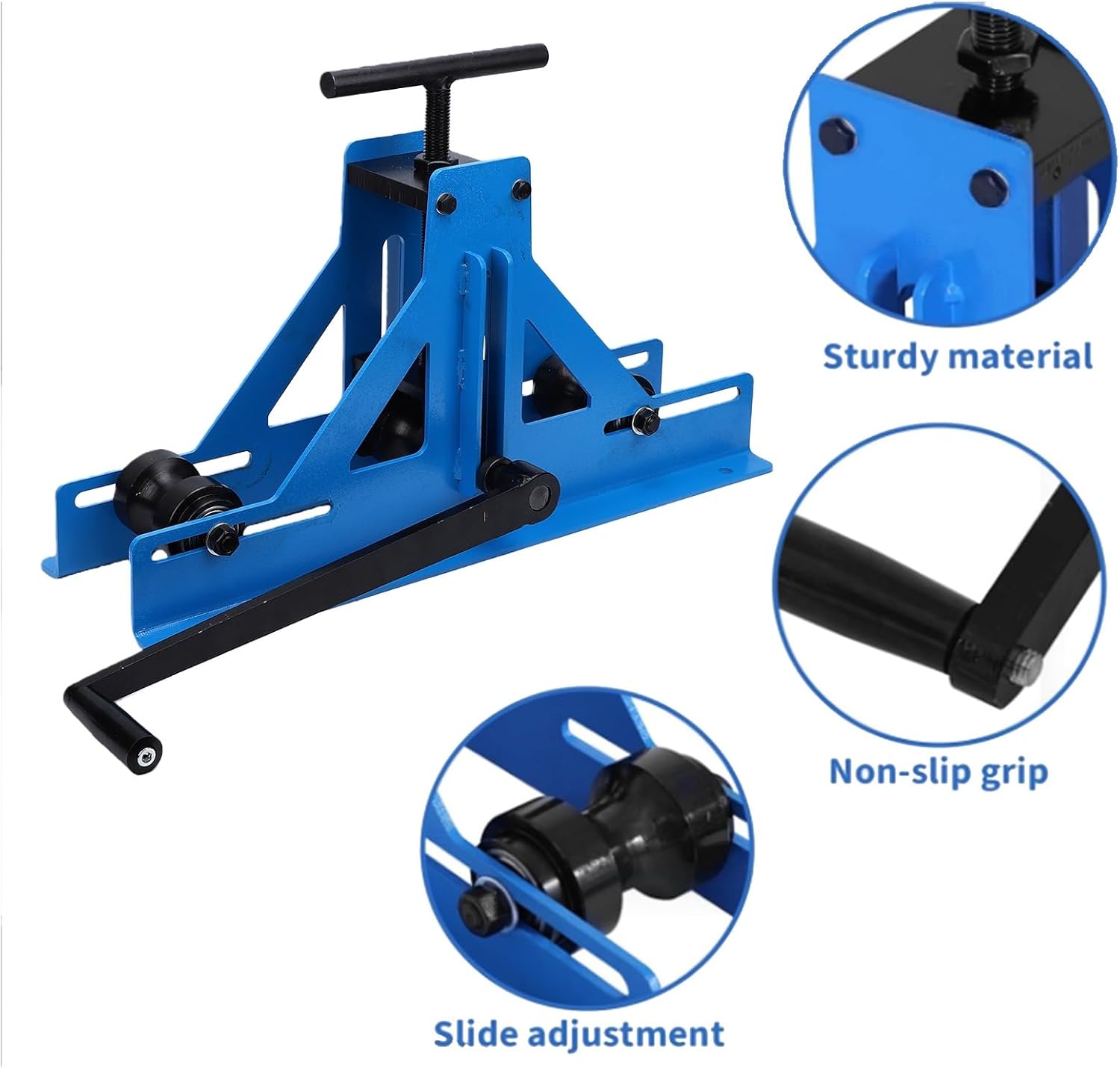 Manual Tube Roller, Simple Round Square Pipe Bender Rolling Machine Tube Roller Bender Angle Adjustment for Steel Copper Aluminum Metal Fabrication Profile Bending