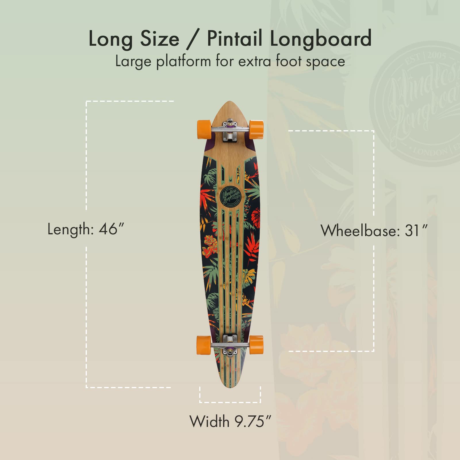 Mindless Orange Maverick IV Talisman - Longboard da 46 pollici completo