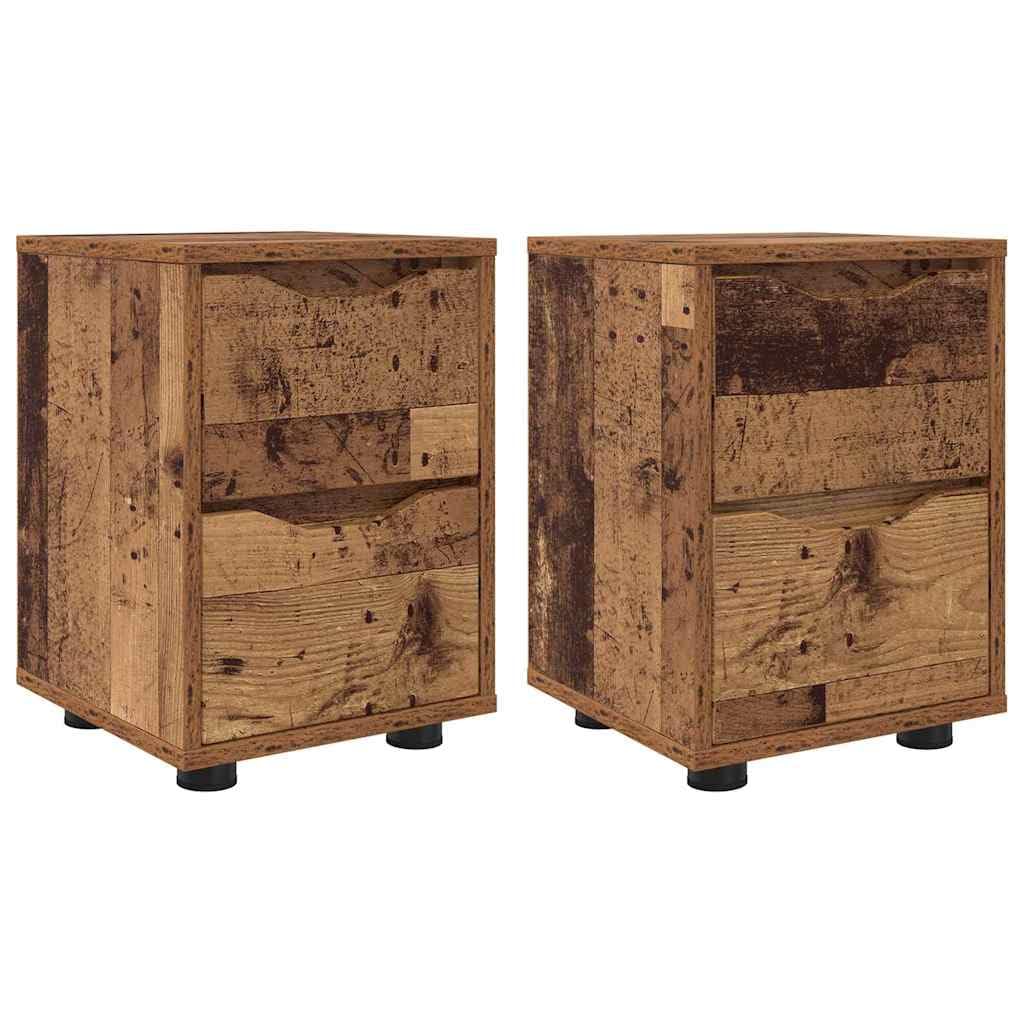 Table de chevet en bois vieilli lot de 2 tables de nuit étroites stables avec 2 tiroirs de lit