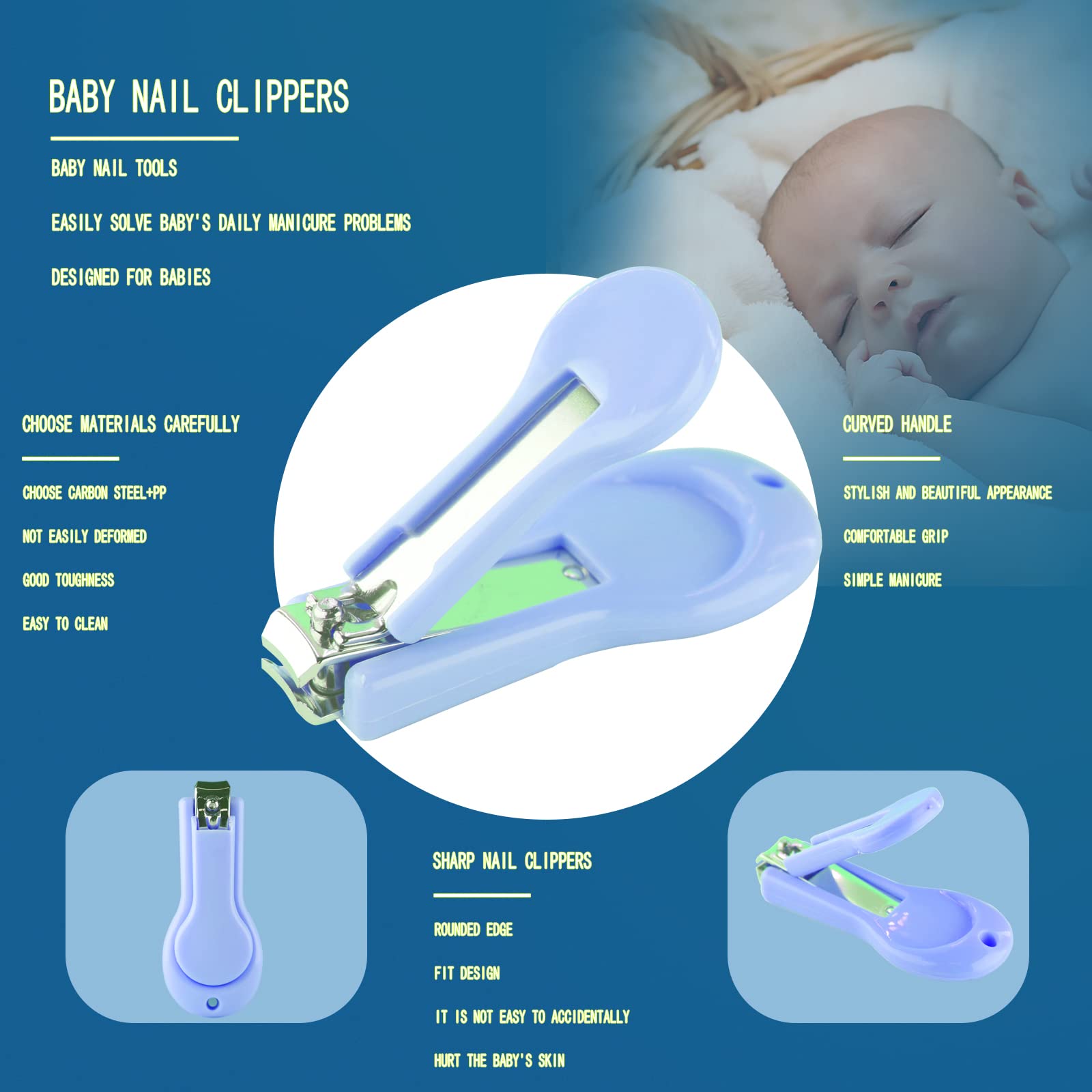 Kit de aseo para bebés, artículos esenciales para recién nacidos, kit portátil para el cuidado del bebé, contiene cortaúñas para bebés, peine para bebés, cepillo para bebés, herramienta de