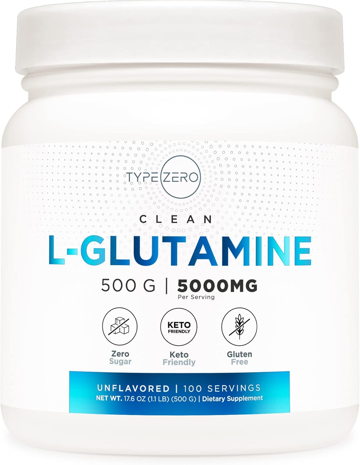Type Zero 5X Strength L Glutamine Powder (500G) 3Month