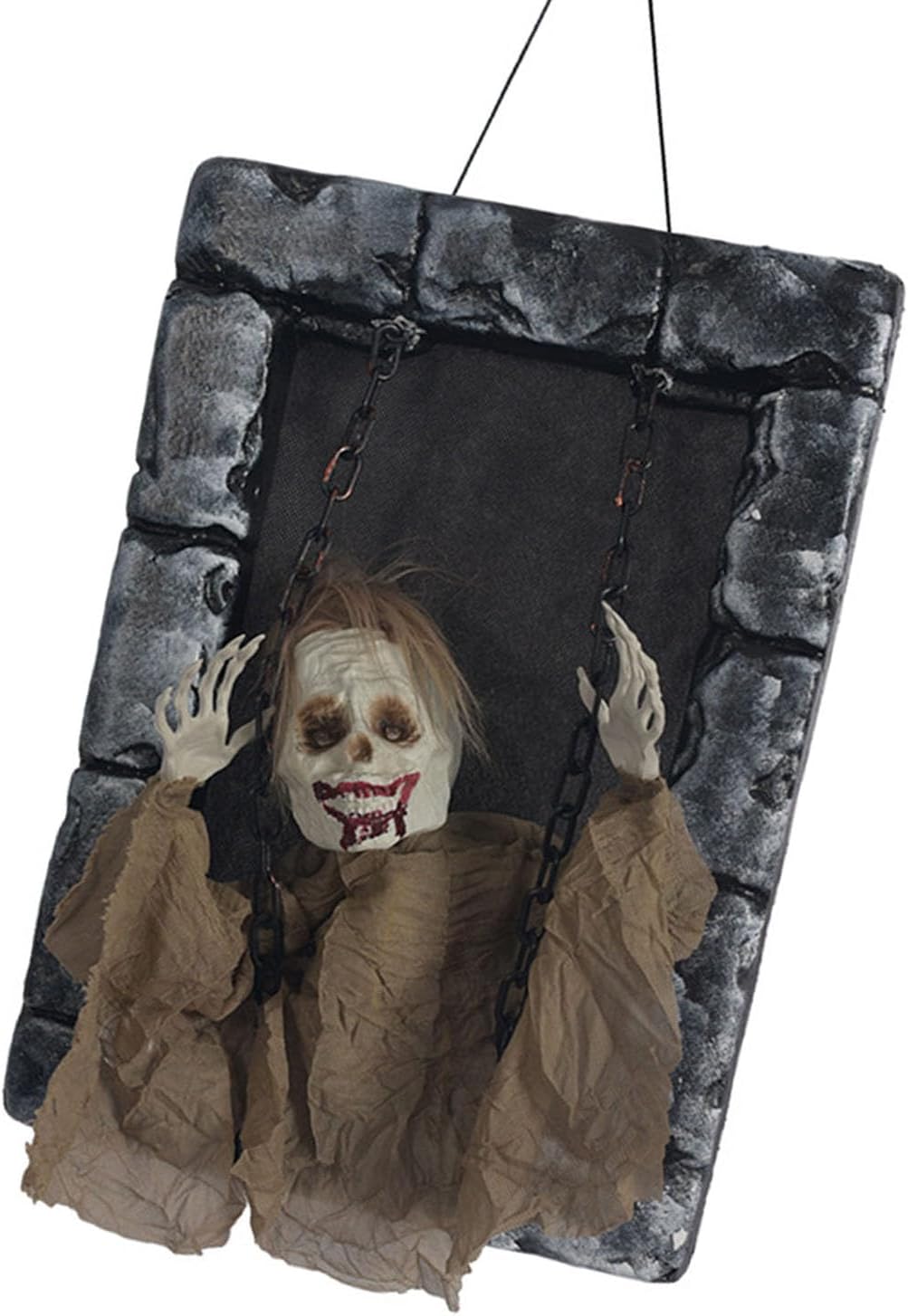 Voice Control Glowing Skeleton Gravestone Decoration Shakes And Emits Scray Sounds For Scary House Yard Party