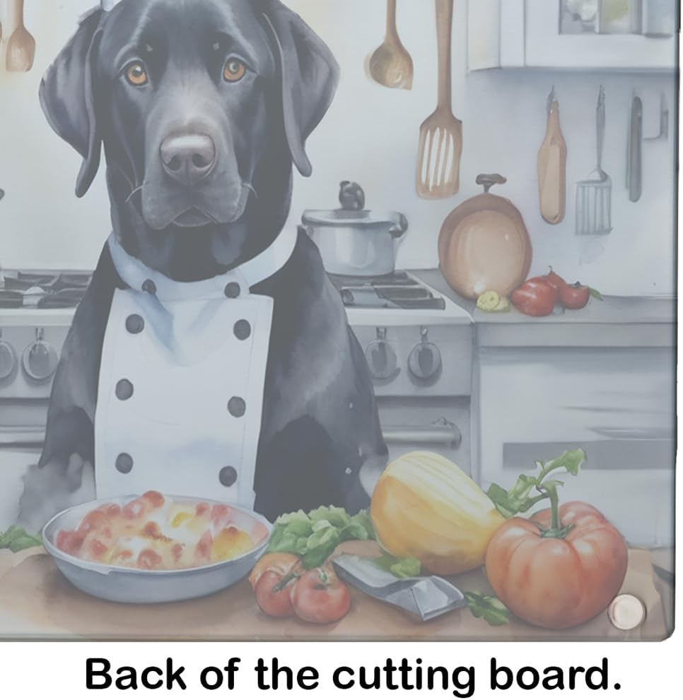 Caroline's Treasures DAC6276LCB Black Labrador Retriever The Chef Glass Cutting Board Decorative Tempered Glass Kitchen Cutting and Serving Board Large Size Chopping Board