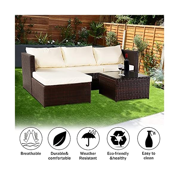 Pumpumly Oshion Three-piece Conjoined Sofa Pedal Coffee Table Brown (Combination of 2 Boxes) - Image 7