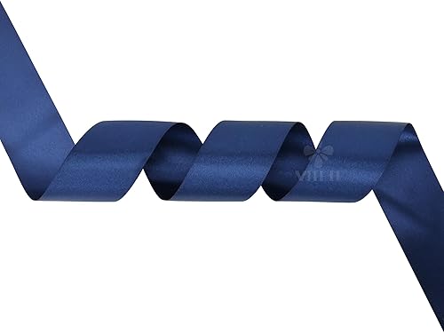 Miniatura 8 de MEEDEE Cinta azul marino de 2 pulgadas, cinta de satén de doble cara Lux por 25 yardas, cinta de seda azul marino para envoltura de regalos, bodas