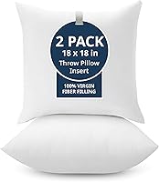 Lane Linen 18x18 Throw Pillow Inserts Pack of 2 White Down Alternative for Couch Bed Decorative Covers