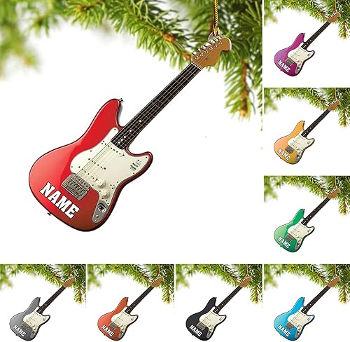 Miniatura 9 de Adorno de guitarra personalizado 2025, adorno de Navidad de guitarra acústica con nombre personalizado, regalo para guitarristas y amantes de la