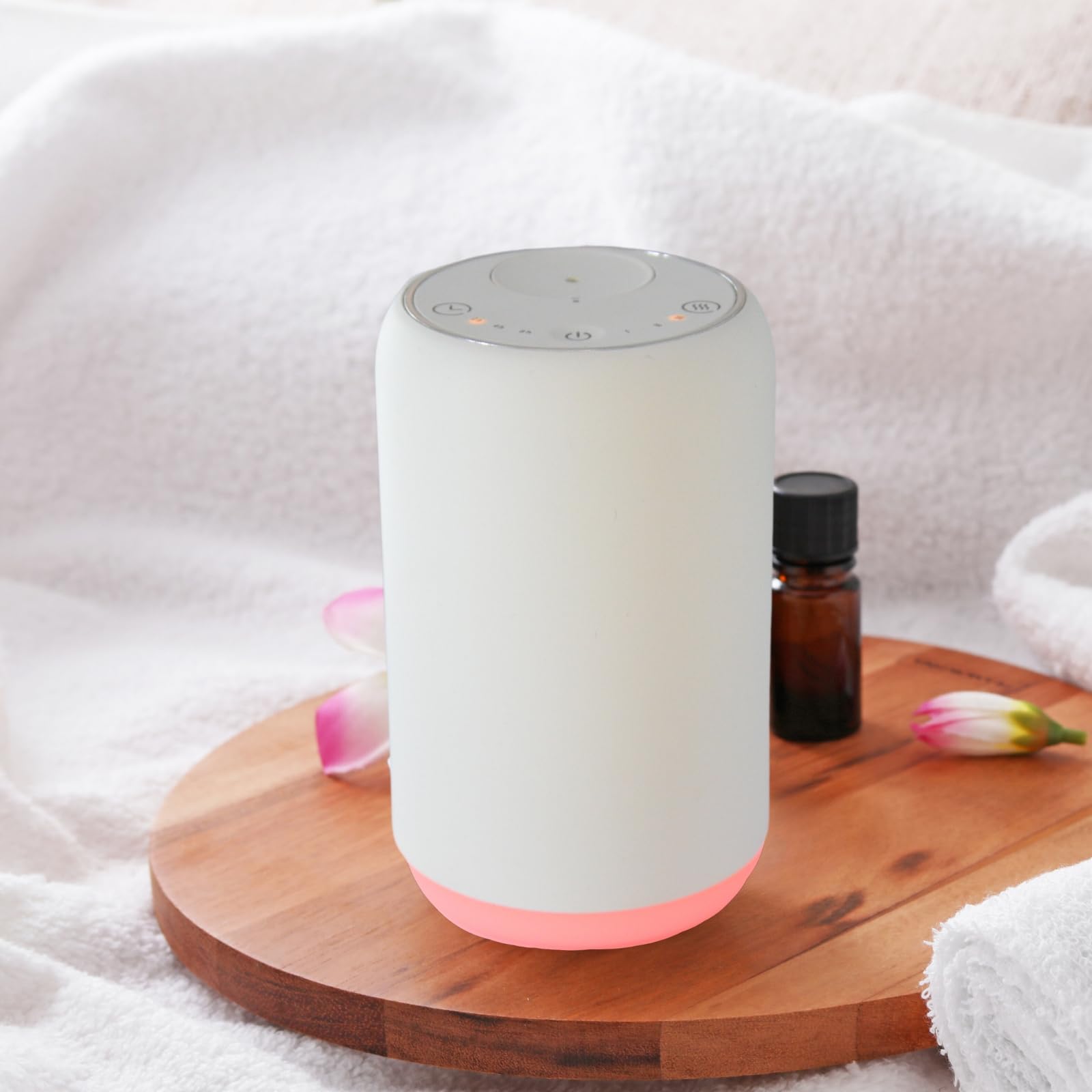 Zen’Arôme Diffuseur d’Huile Essentielle par Nébulisation Nomade Movisia V2, Surface de Diffusion jusqu'à 80 m², Boutons tactiles, Batterie Rechargeable, sans Fil, Lumière LED Intégrée