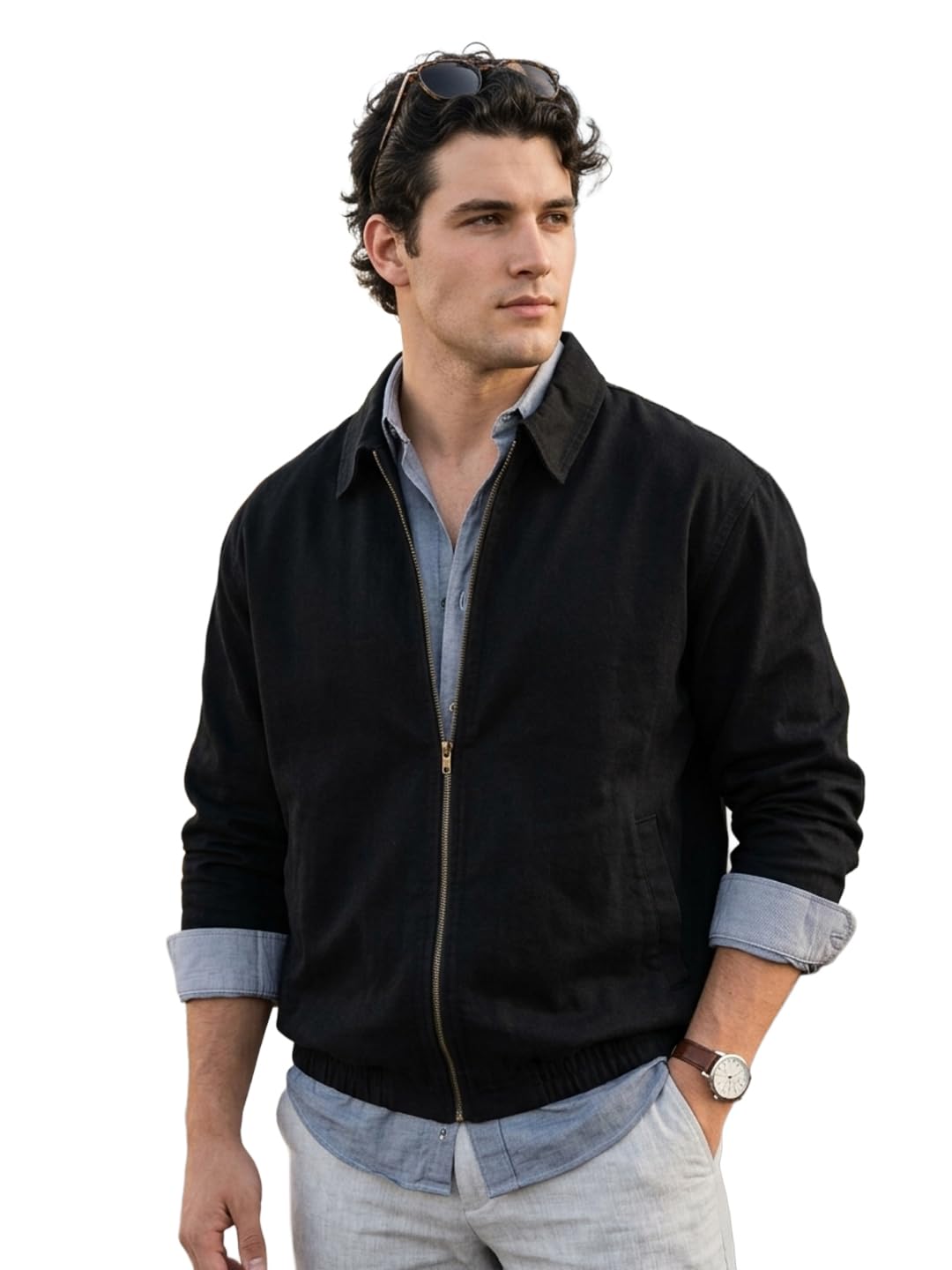 urbano fashion Men's Relaxed Fit Full Sleeve Harrington Denim Jacket-picture-41