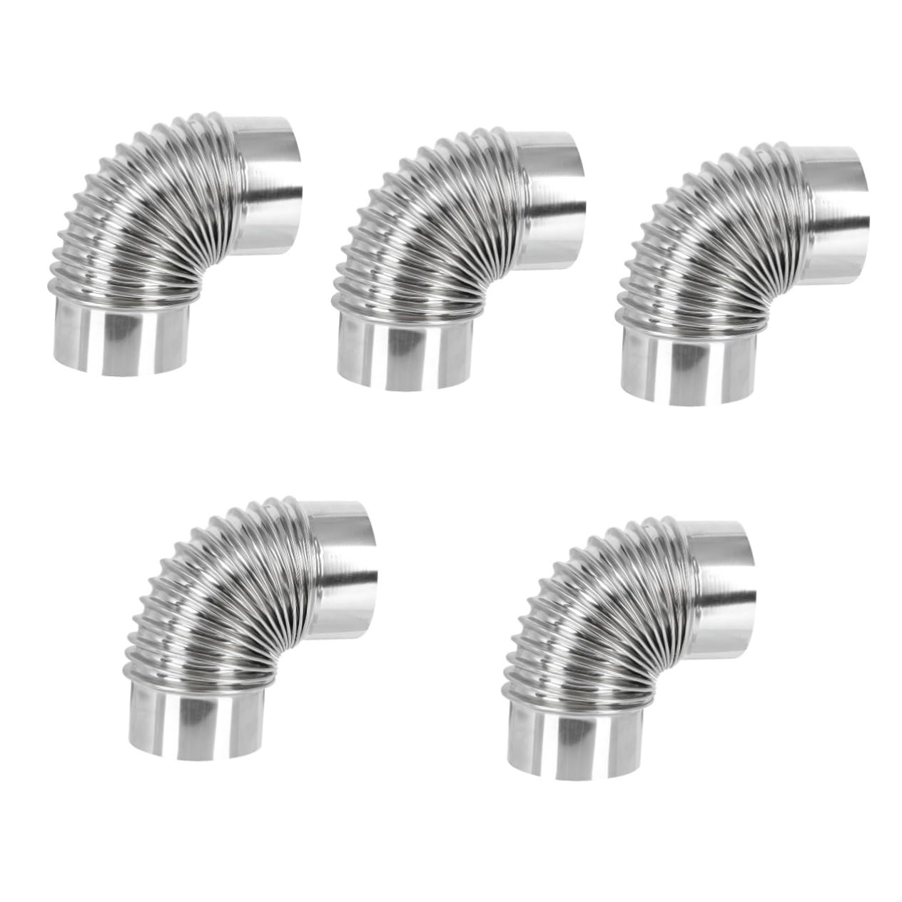 Hemobllo 5pezzi Elbow Chimney Flue Acciaio Inossidabile Gradi Tubo Flessibile Per Scarico Fumi Adatto Per Cucina e Bagno Resistente Alle Alte Temperature