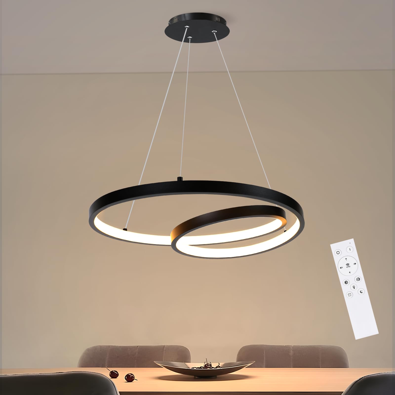 ZMH Pendelleuchte Esstisch Hängelampe LED Schwarz Esszimmerlampe Hängend
