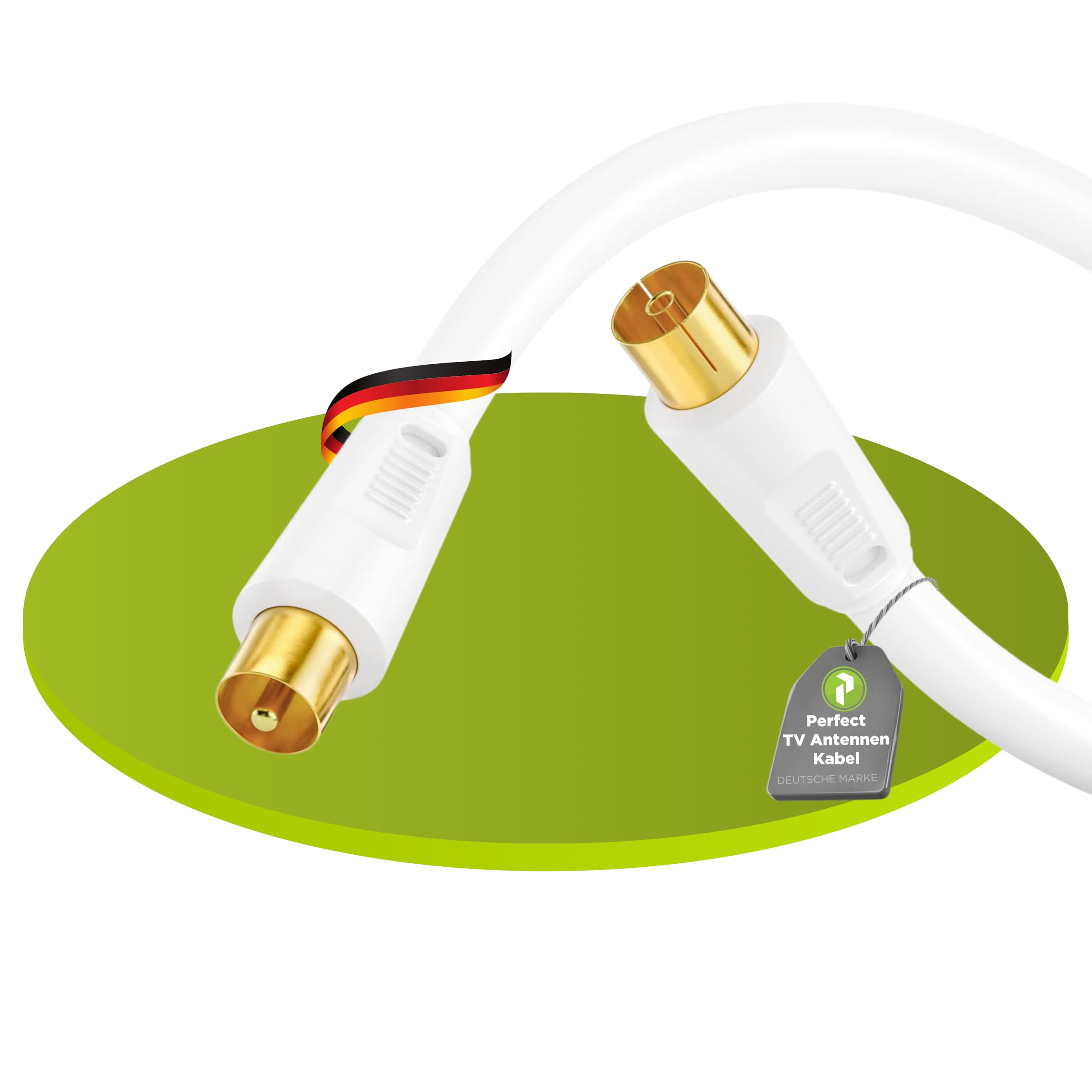 PerfectHD 3m White Coaxial TV Cable, IEC Male to Female with Ferrite Filter