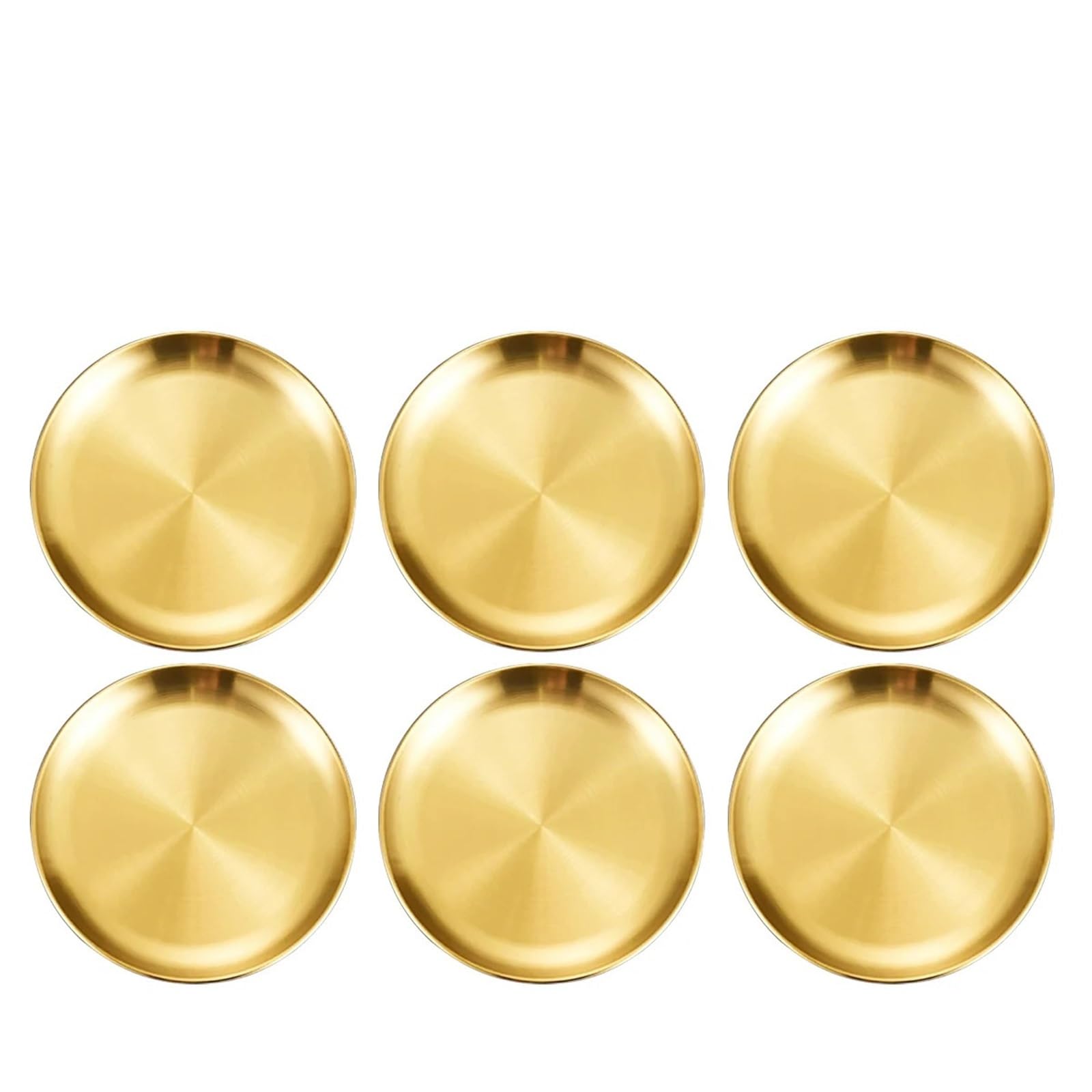 Bandeja de Servicio de Acero Inoxidable Juego De 6 Platos Acero Inoxidable For Pollo Frito, Barbacoa, Carne, Verduras, Frutas, Bandeja Almacenamiento For Fiestas(30cm Gold)