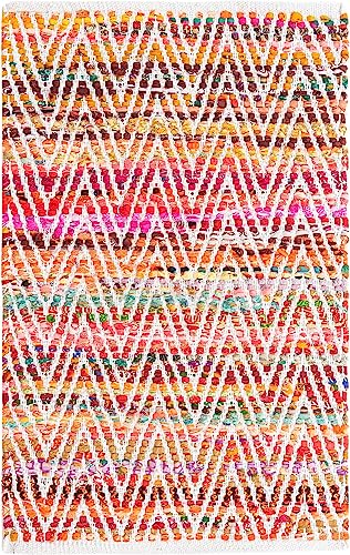 Image of Unique Loom Chindi Chevron Collection Area Rug - Claire (2' x 3' 1 inch Rectangle, Multi / Black)