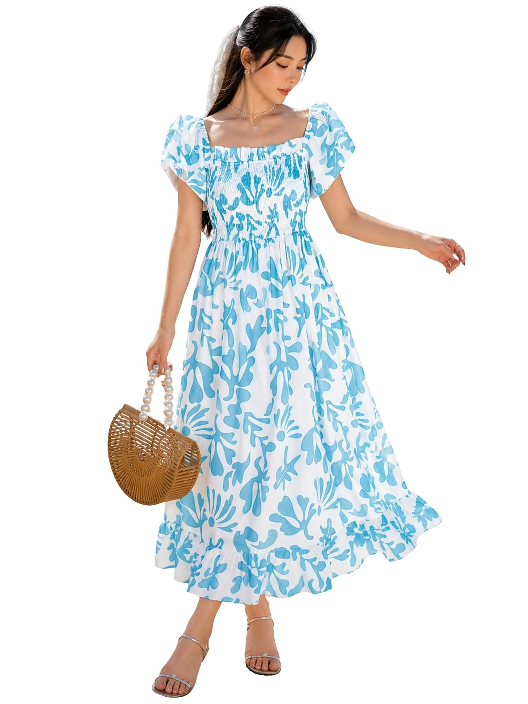 tagdo Floral Midi Dress for Woman | One Piece Dress for Women Long | Western Dresses for Women Beach & Vacation (2072)-picture-44