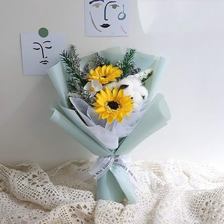 ドライフラワー プリザーブドフラワー 花束 ブーケ 枯れない花 造花 永遠の花 インテリア 北欧 置物 エレガント おしゃれ かわいい 結婚式 記念日 誕生日 ひまわり 棉花 ロース カーネーション プリザーブドフラワー オンライン通販