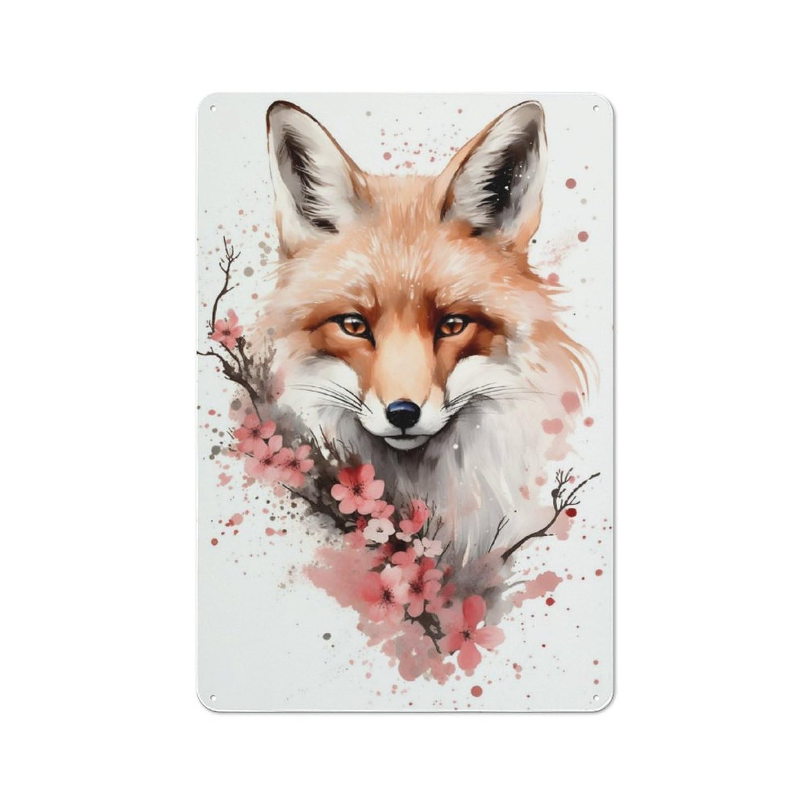 Junmoney Fox Metal Gift Sign 30X20cm, Decorative Room Wall Plaque For Bedroom, Kitchen, Office Or Living Room