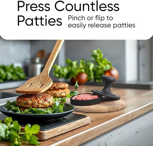 Miniatura 4 de BRAVADIN - Prensa antiadherente de silicona para hamburguesas de 1/3 libras con 100 papeles para hamburguesas de 4.5 a 6 pulgadas con molde de