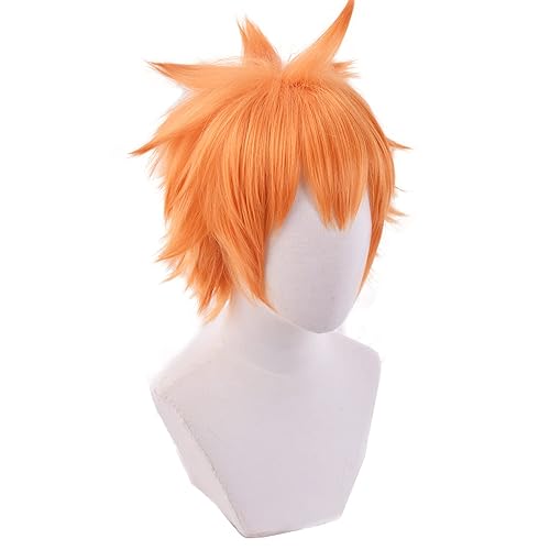 Miniatura 3 de Cosplay Anime Haikyuu Peluca para hombre, peluca corta esponjosa naranja para disfraz de Halloween (peluca hinata Shoyo)
