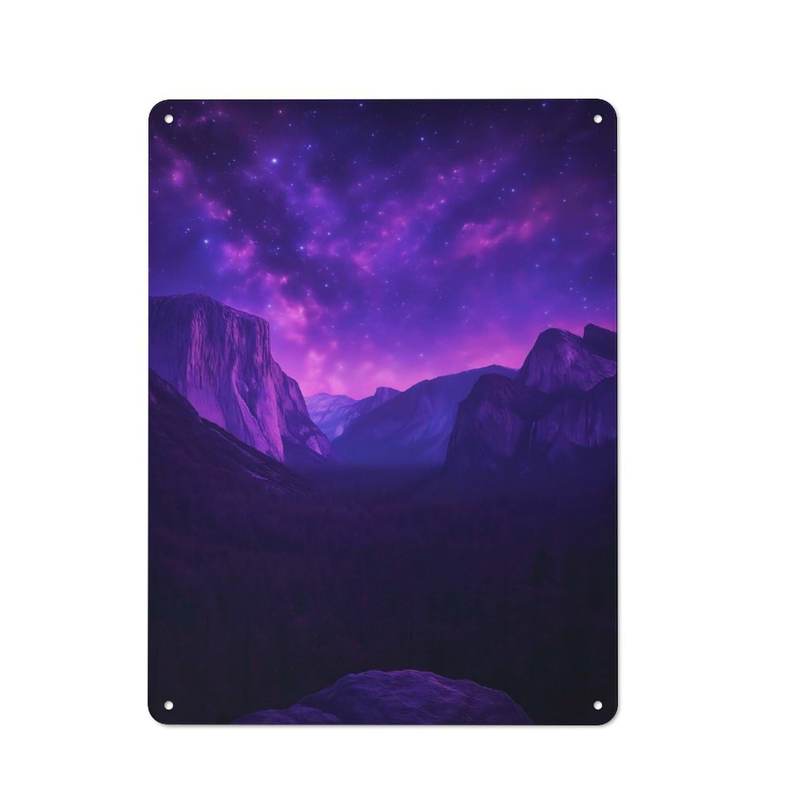 Junmoney Style-16 Garage Style Decorative Metal Plaque 40X30cm Featuring Yosemite Under A Cosmic Sky, Garage Wall Decor For Garage, Workshop, Shed Or Utility Room
