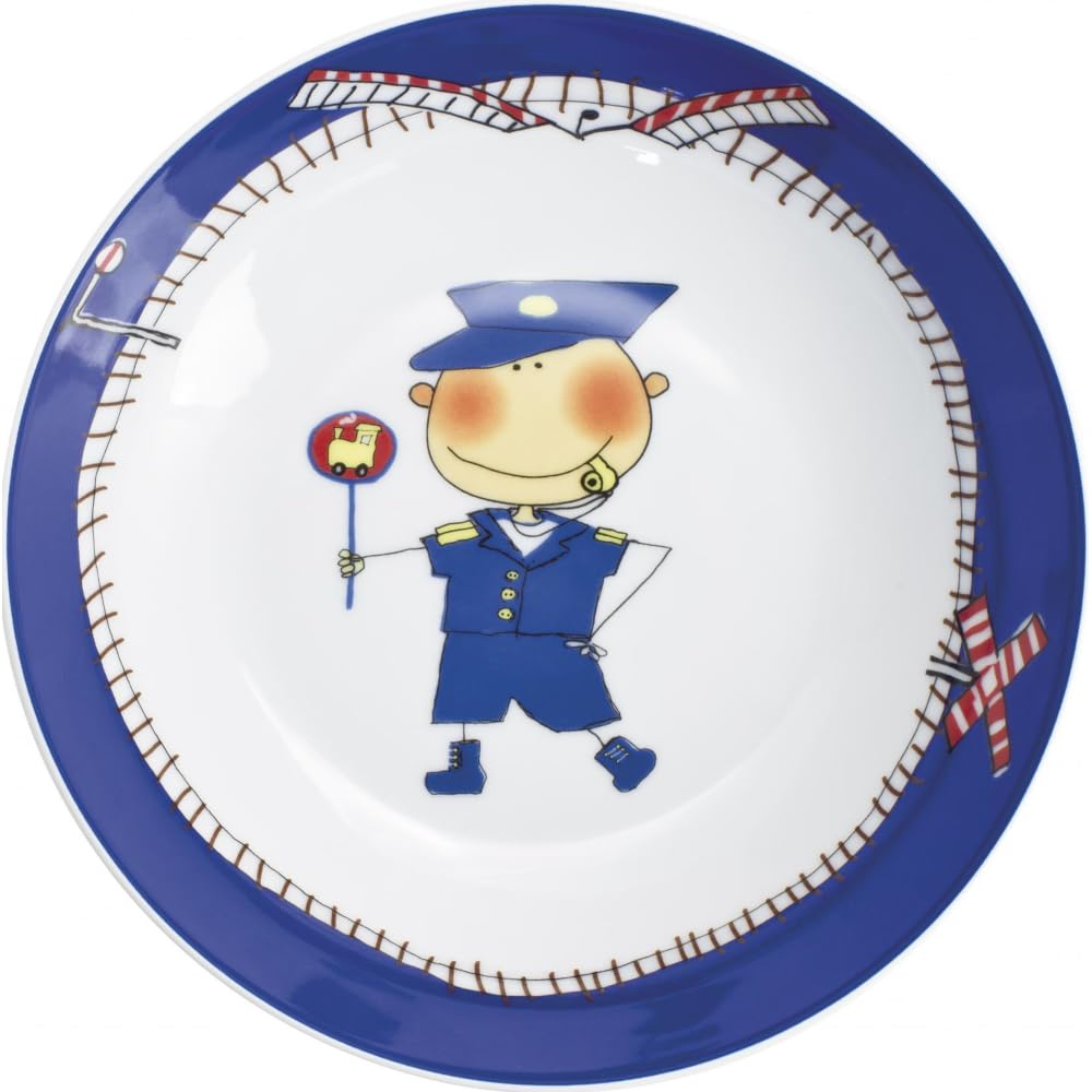 KAHLA 203418A76643C Kids tiefer Teller 18 cm Abenteuerexpress | Suppenteller mit Lokführer Design aus Porzellan