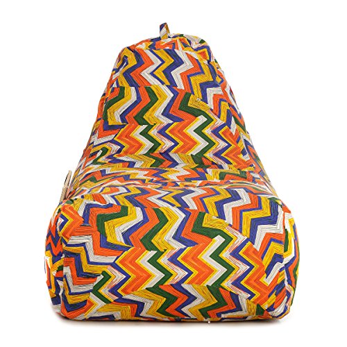 Image of Style Homez Hackey Cotton Canvas Geometric Printed Bean Bag XXL Size Filled with Beans Fillers