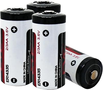 4 Pack ER14335 2/3AA 3.6V 1650mAh Primary Lithium Battery for Industrial PC, Computer RAM, Medical Equipment