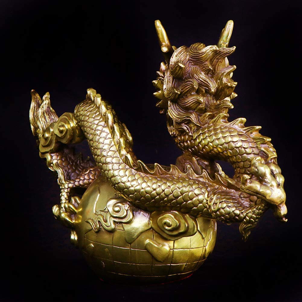 Feng Shui-Ornamente aus reinem Messing, chinesische Fengshui-Drachenstatue, Glücksbringer, Reichtumssymbol, Glücksfigur, Heimdekoration für den Erfolg