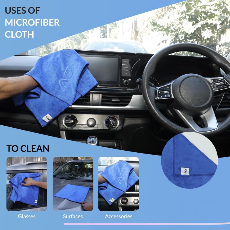 Image of Neodrift '400 GSM' Microfiber Cloth (Size - 40X40 Cm)(Set of 8 PC)(Colour - Blue)(Ultra Soft Cleaning Cloth for Car, Bike - Polishing, Detailing, Highly Absorbent)