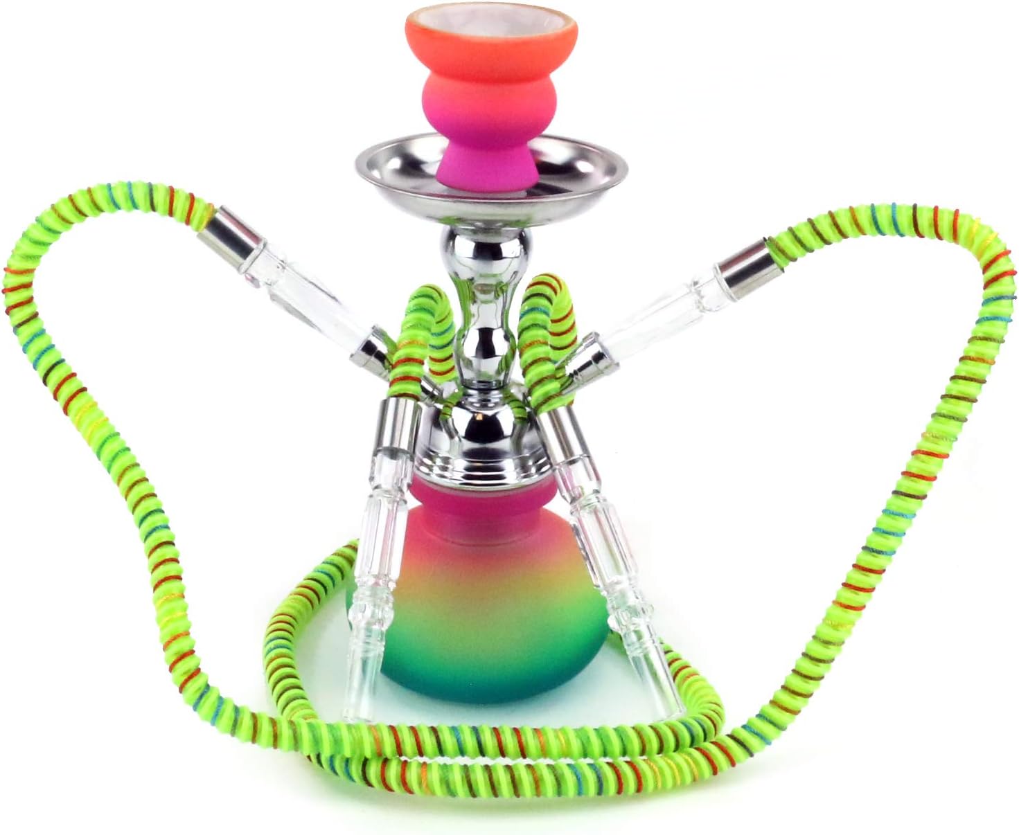 GStar 11" Premium 2 Hose Hookah Complete Set - Mini Pumpkin Hookah Glass Vase - Pick Your Color (Rasta Color)
