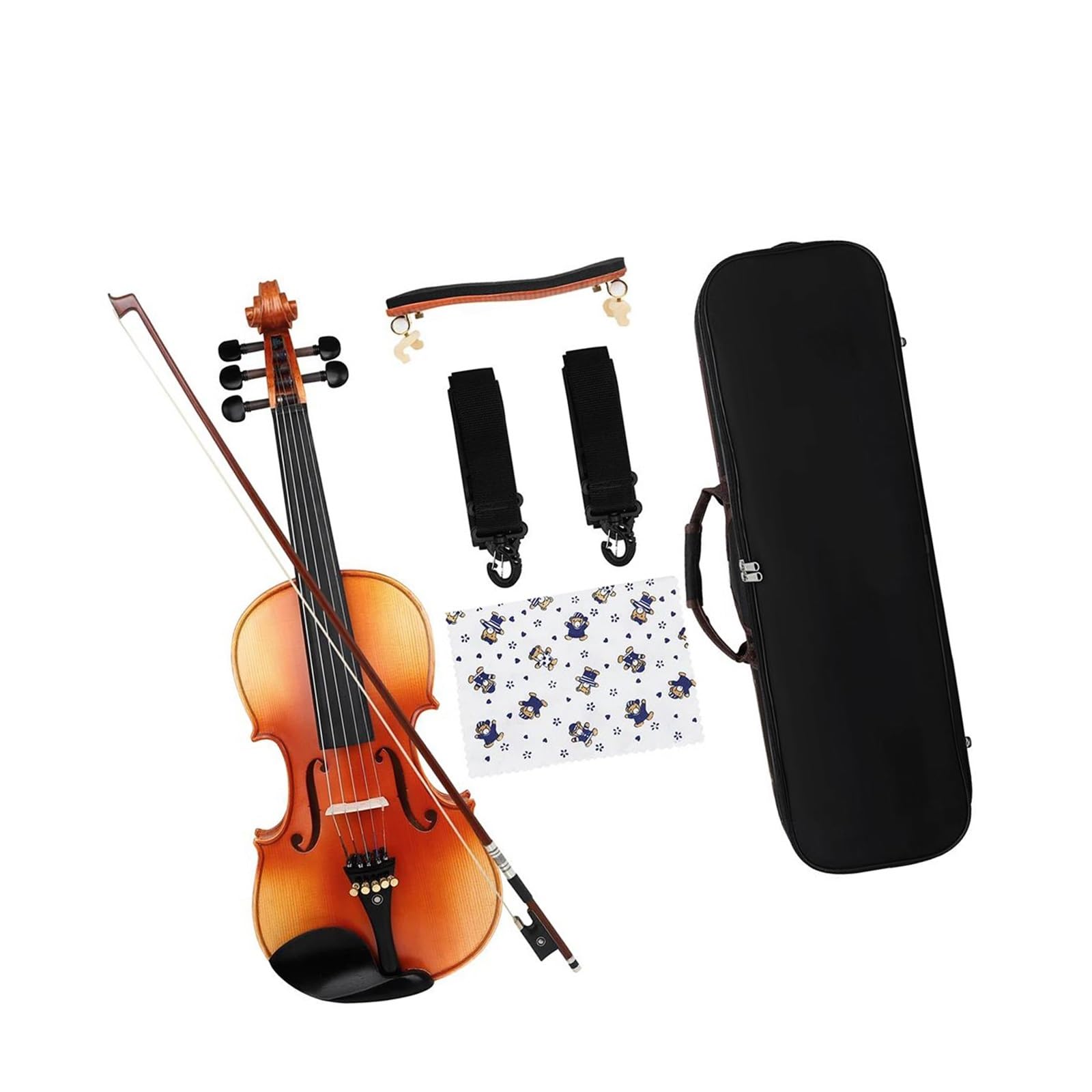 Skrzypce Drewniane Zestaw Skrzypcowy 4/4 Wykonany Z Drewna Klonowego Instrument Strunowy Z Akcesoriami Odpowiednimi Do Występów(1set)