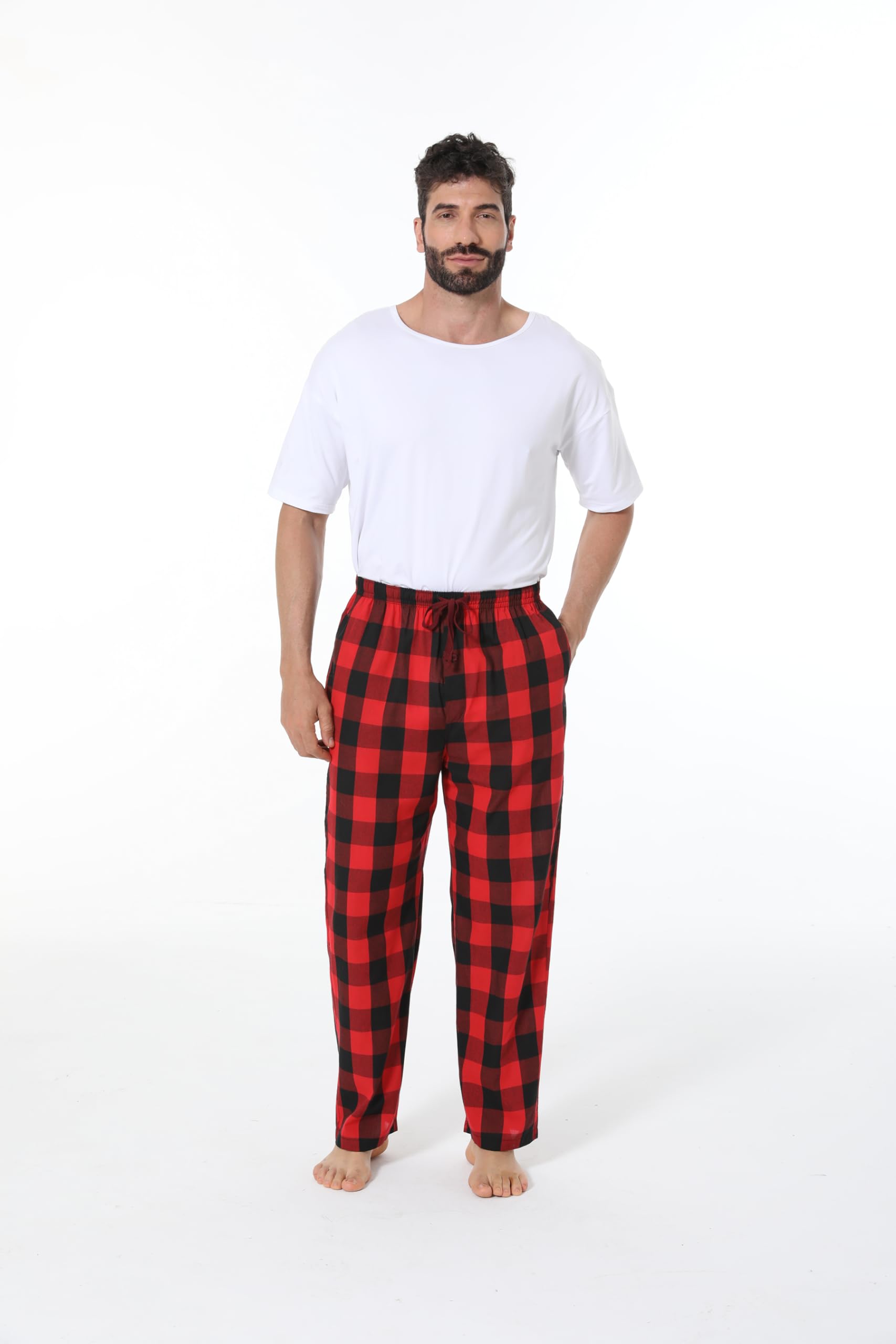 JupiterSecret Herren Baumwolle Pyjamahose Lang Schlafanzughosen für Herren Karierte Nachtwäsche 3er Packs
