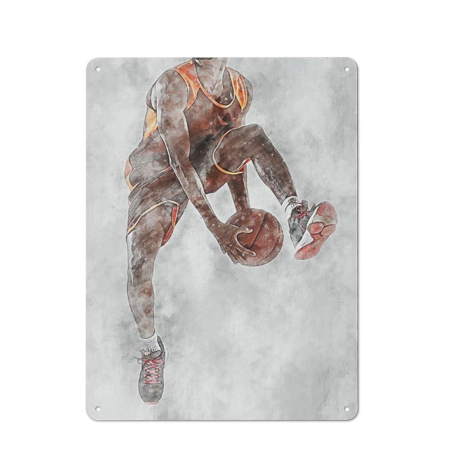 Junmoney Style-22 Vintage Metal Plaque 40X30cm Featuring Basketball 4 For Hallway Wall, For Wall Display Collectors