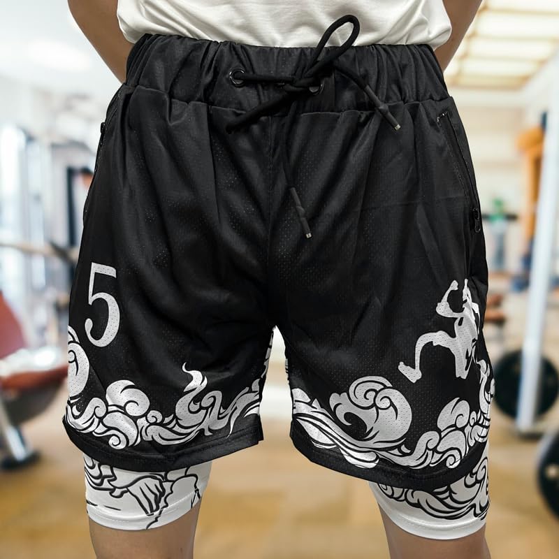 CROWN Anime Shorts - Breathable Mesh Stretch Compression Gym Short with Pockets and Towel Holder - Image 8