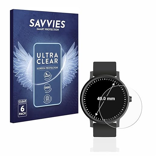 savvies 6 x Ultra Clear Screen Protectors for Watches (Circular, Diameter: 40 mm)