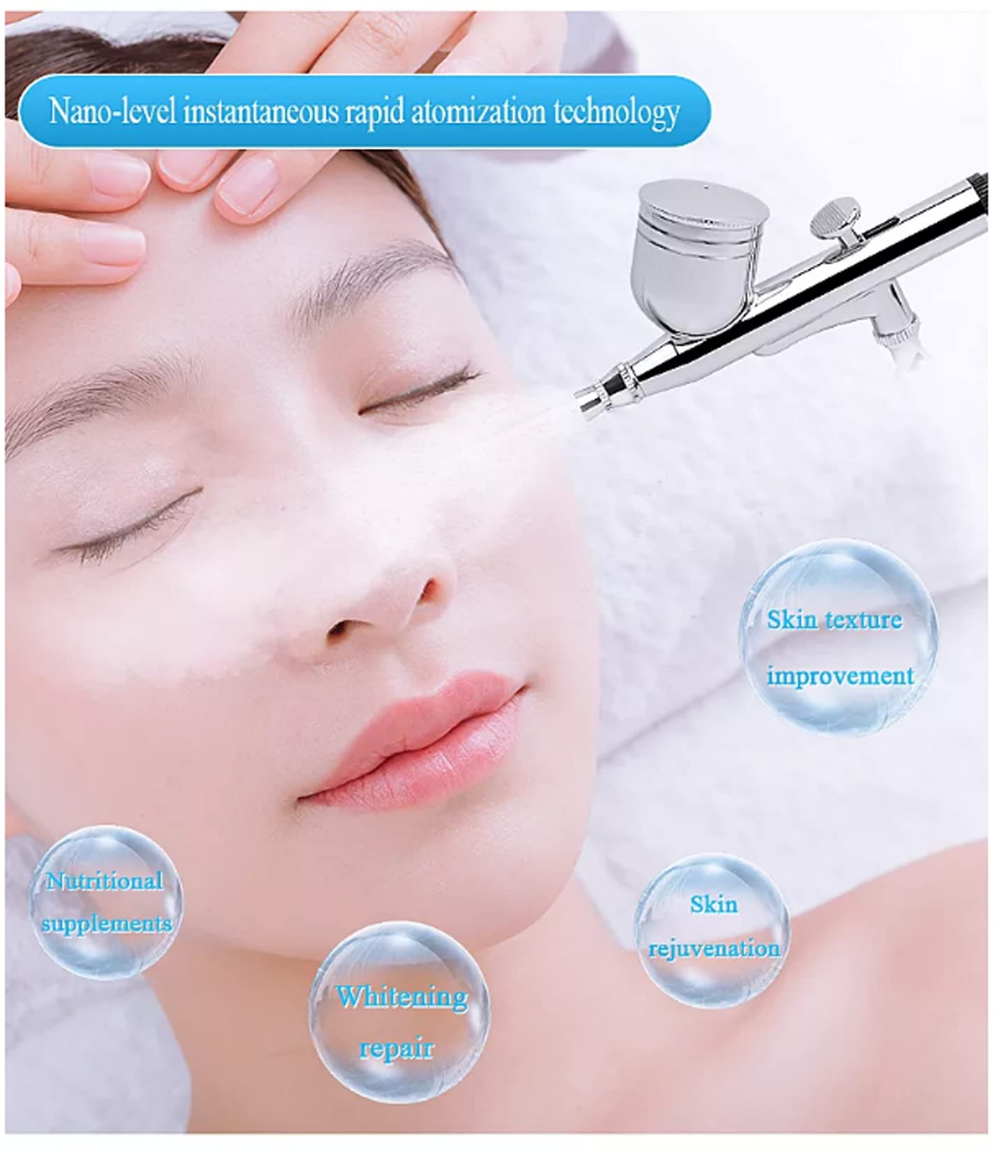 Mini macchina per spruzzatura di ossigeno facciale con ossigeno per acqua, macchina per spruzzatura di ossigeno per vaporizzatore facciale per spa, spruzzatore per trucco professionale per spa domes