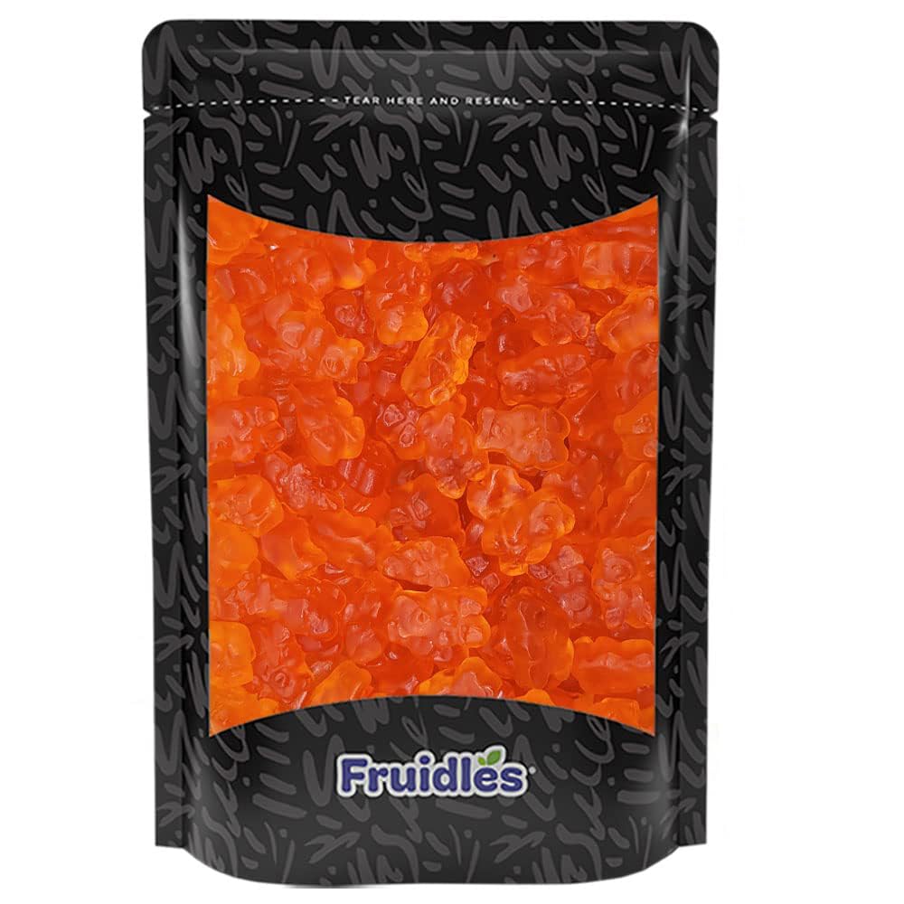 Fruidles Orange Gummi Bears Candy, Fruit Flavors Gummies, Allergy Friendly, Non-GMO, No Artificial Sweeteners (2 Pound Bag)