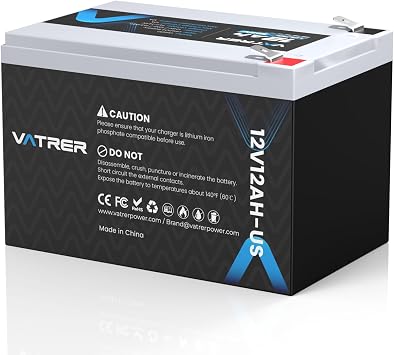 VATRER POWER 12V 12Ah Mini Lithium Battery, 12A BMS LiFePO4 Battery, with Low/High Temp Protection, Perfect for Solar System, Camping, Outdoor, Indoor, etc.