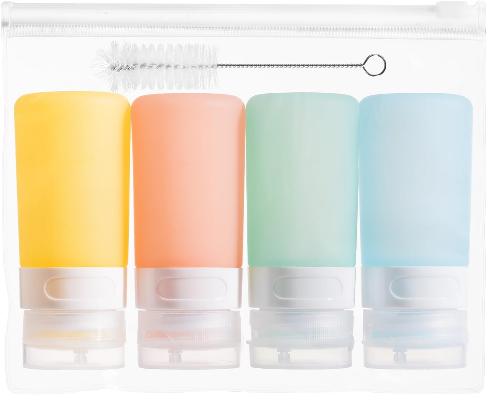 MICEBAY Condiment Squeeze Bottles for Sauces, 2-oz Mini Silicone Salad Dressing Container to Go with Reusable Sandwich Bag, Leakproof Ketchup Bottle for Bento Lunch Box, 4 Pack, Candies