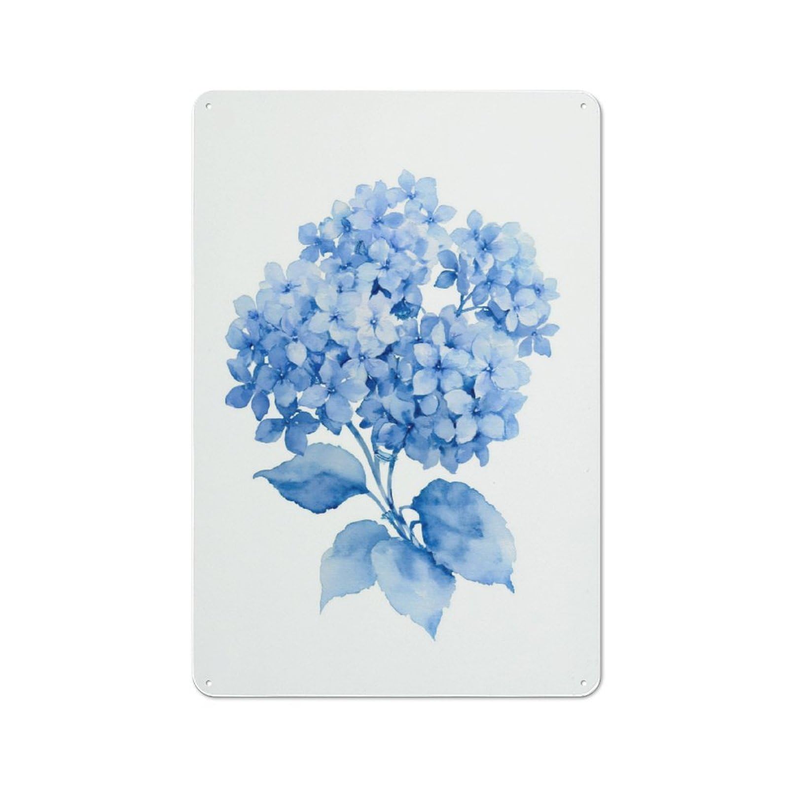 Jubonexis Light Blue Hydrangea Watercolor Flower Tin Metal Signs Wall Art Decorations for Bar Pub Club Cafe Room Farmhouse White 30x20cm