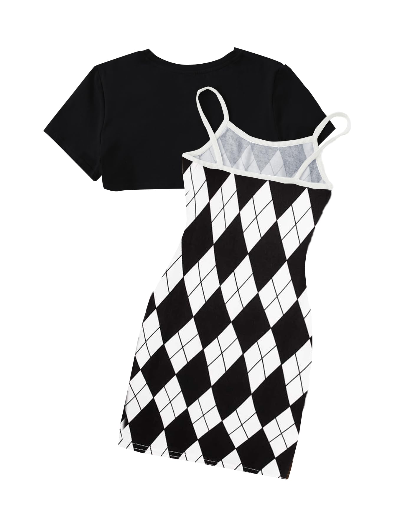 OYOANGLE Bonito conjunto de 2 piezas para niña, vestido corto con camiseta corta