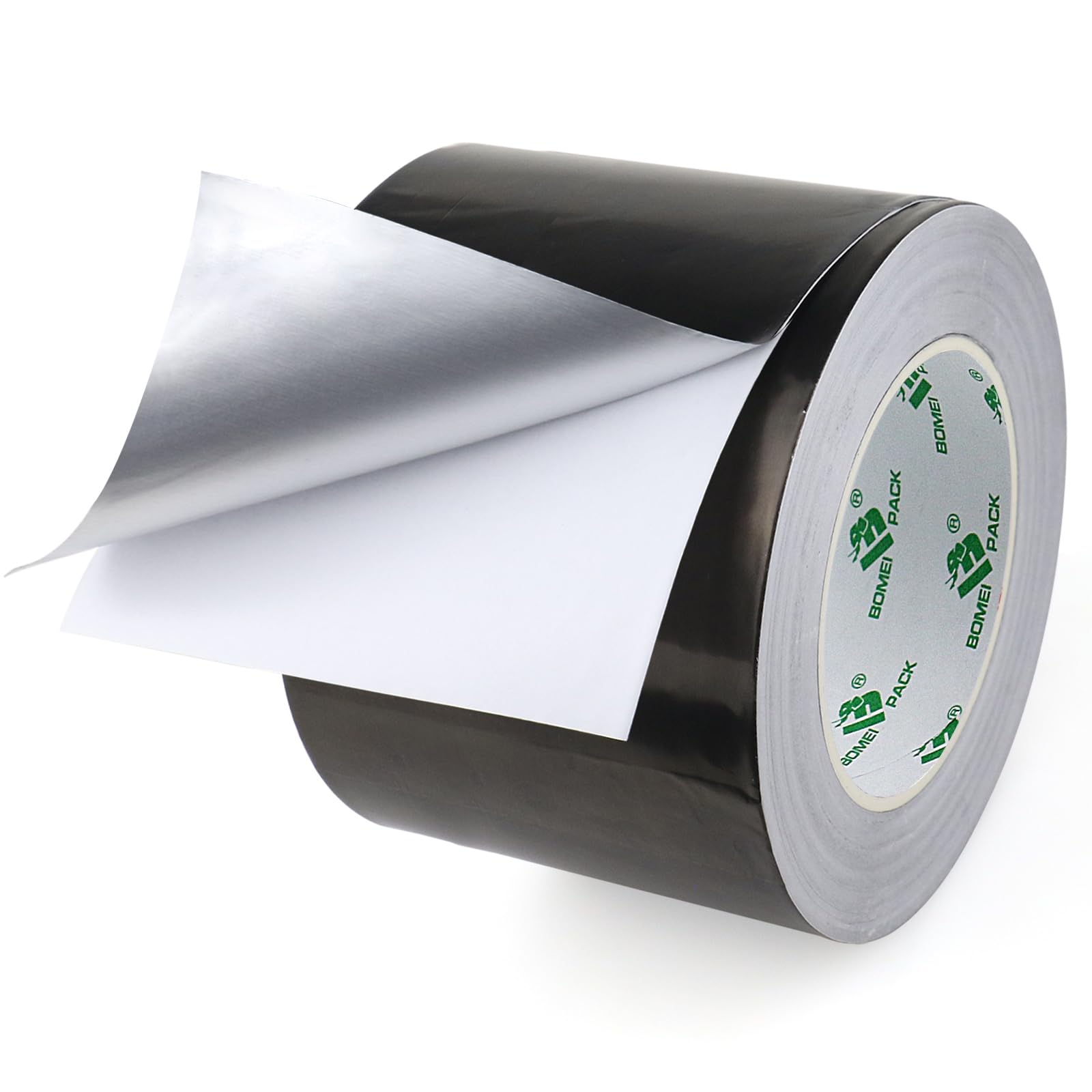 BOMEI PACK Large Ruban adhésif en aluminium 50 m ruban métallique très résistant, résistant à la chaleur, parfait pour l'étanchéité et le colmatage, réparation des métaux (Noir 100mm*50m)