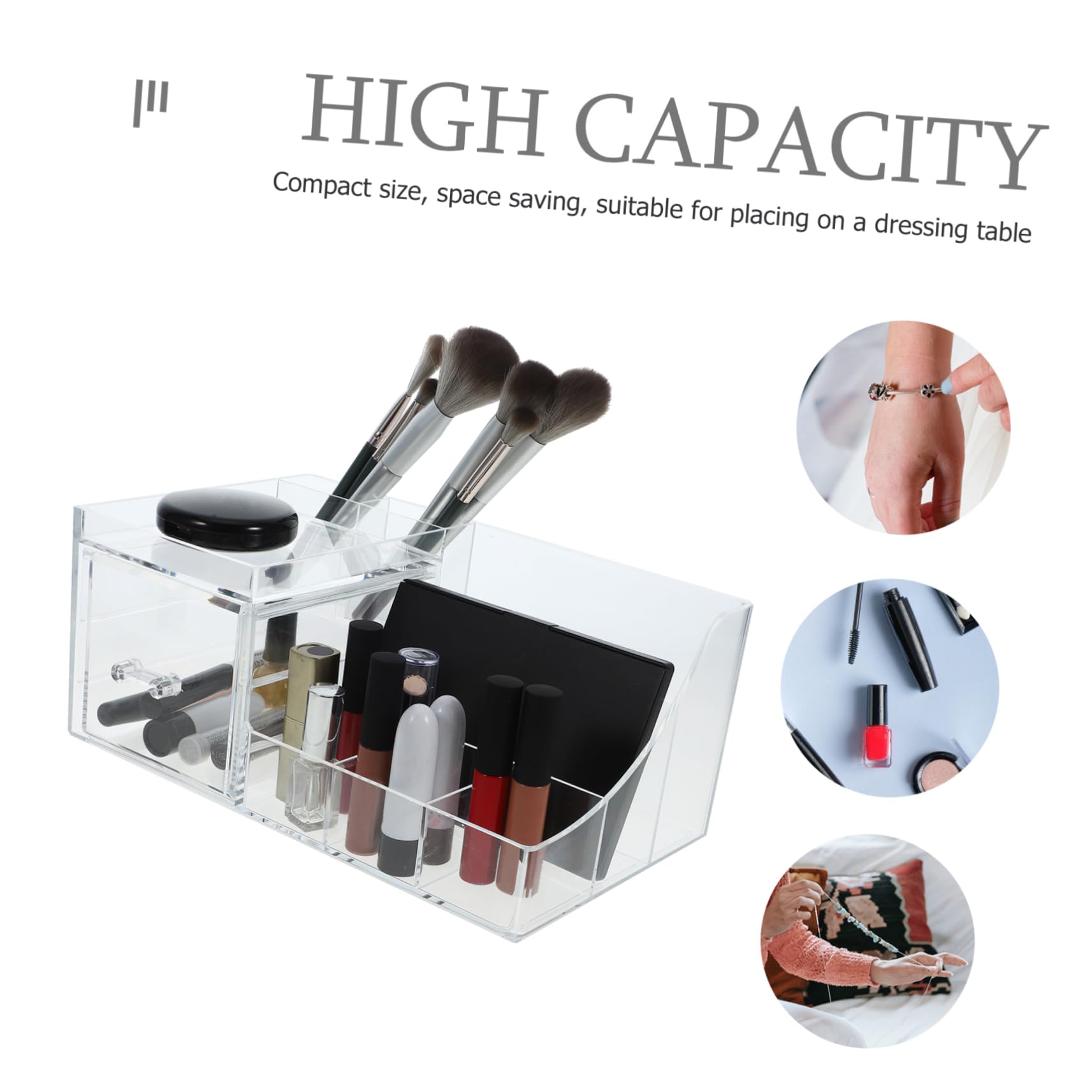 Mikinona Kosmetik Organizer mit Mehreren Schubladen aus Ps Platzsparend und Übersichtlich für Schminktisch und Make Up Aufbewahrung | Transparentes Design, für Schminktisch und Schmuck, Schlichtes Stilvolles Format