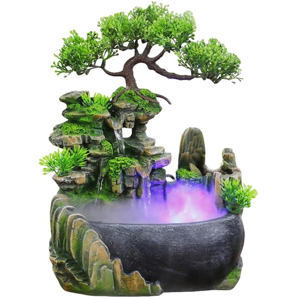 Creative Small Rockery Flowing Water Desktop Fountain – Indoor Ornament with Humidifier, Office Desk Decoration & Waterfall Craft